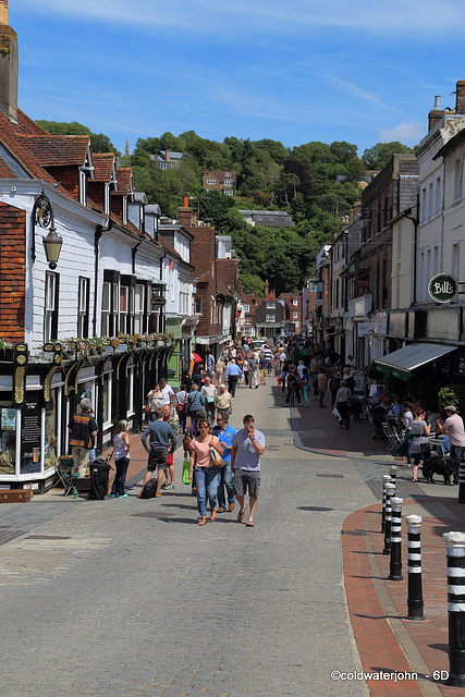 Lewes High Street on a summer Saturday afternoon