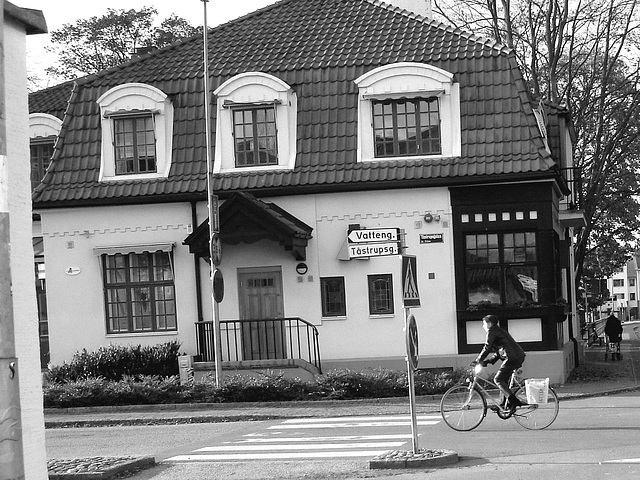 Vatteng biker area -  Zone Vatteng pour jolie cycliste / Ängelholm en Suède / Sweden.  23 octobre 2008- B & W  /  En noir et blanc.