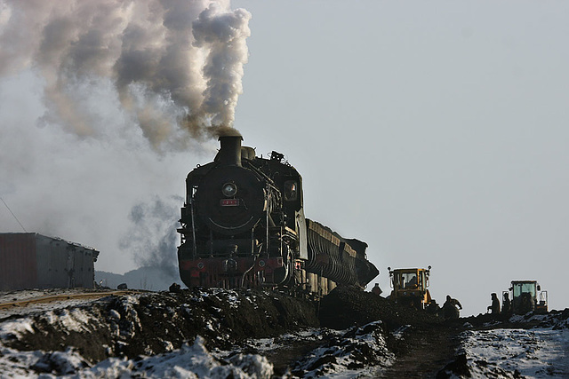 On top of the coal tip