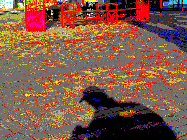 L'ombre du photographe voyeur / Specialbokhandle shadowman candid shooter -  23 octobre 2008 / Postérisée et couleurs ravivées