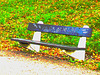 Le banc à graffitis - The graffitis bench  /  Ängelholm - Suède / Sweden - 23 octobre 2008- Postérisé avec couleurs ravivées