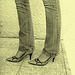 Jeans et escarpins de luxe /  Luxurious pumps and close-fitting jeans -  Cadeau d'une Amie photographe complice Ipernity ! - Photo ancienne / Vintage