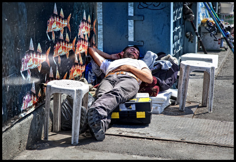 fisherman's rest on Galata bridge.........