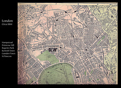 Hampstead Primrose Hill Regents Park Kentish Town Camden Town St Pancras map c1884