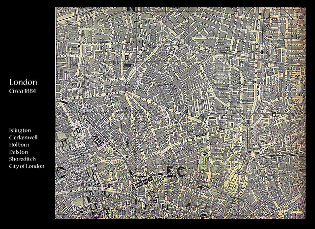 Islington Clerkenwell Holborn Shoreditch Dalston City map c1884