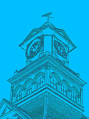 Palais de justice /  Courthouse -  Newport, Vermont.  USA / États-Unis.  23 mai 2009 -  Lead artwork in blue / Mine de plomb  en bleu