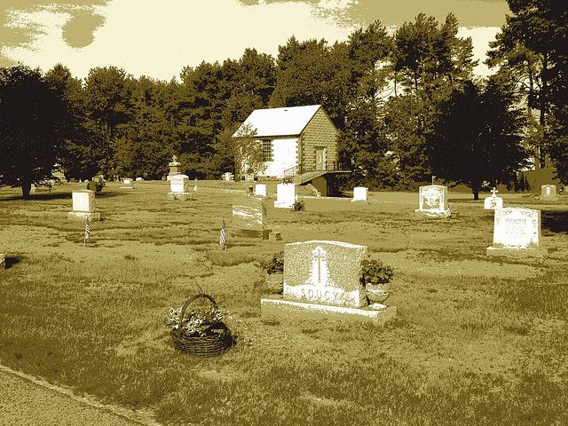 Cimetière St-Charles / St-Charles cemetery -  Dover , New Hampshire ( NH) . USA.   24 mai 2009  - Postérisation sépiatisée