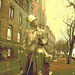 Sculpture chapeautée /  Hatter sculpture.  Copenhagen.  26-10-2008  - Sepia postérisé