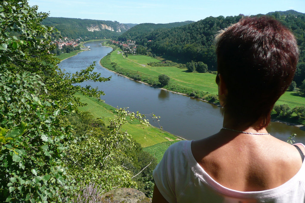 Blick auf Stadt Wehlen und Bastei