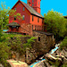 Le moulin Chittenden / Chittenden mills -  Jericho. Vermont . USA.  23-05-2009  - Postérisation avec ciel bleu ajouté .