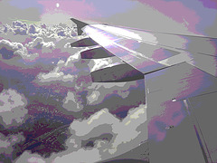 Aile et nuages - Vol Air Transat Bruxelles-Montréal- 29 octobre 2008 -  Postérisation
