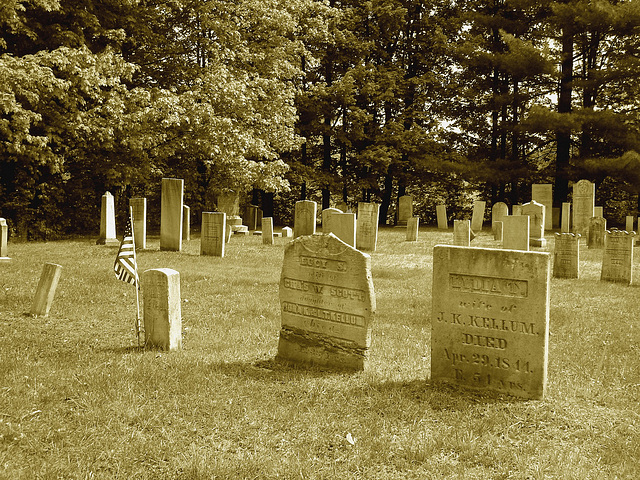 Cimetière de Johnson  /  Johnson's cemetery -   Vermont .  USA /  États-Unis.  23 mai 2009 -  Sepia