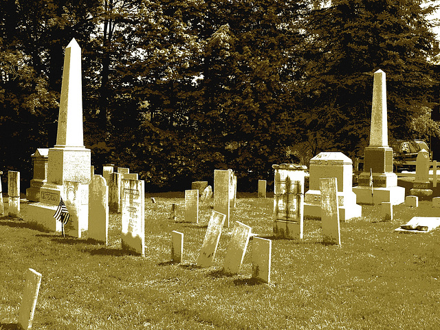 Cimetière de Johnson  /  Johnson's cemetery -   Vermont .  USA /  États-Unis.  23 mai 2009- Postérisation sépiatisée