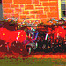 Vélos danois près de la gare / Annette's polser danish bikes. Copenhagen. 26-10-2008 - Version flash rouges .  Postérisation