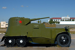 Russian armor plated truck displayed as a memory sign