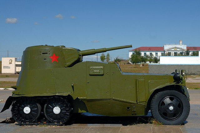 Russian armor plated truck displayed as a memory sign