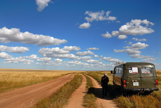 Mongolian highway in Menengyn tal province