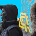 Mannequins de Dames noires chauves en zone libre /  Free zone bald head black Ladies dummies -  Copenhague / Copenhagen.   Octobre 2008 - Ciel bleu photofiltré