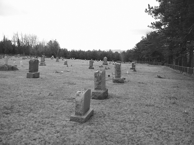 Mountain view cemetery. Saranac lake area.  NY. USA . March 29th 2009-  B & W