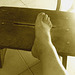 Pied sur banc  / Foot on the bench -   Le beau Pied sexy de mon Amie Christiane avec permission / with permission - Sepia