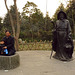 Magic men - real one and statue