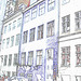 Façade bleutée /  Bluish façade  - Copenhagen.   26-10-2008 - Contours de couleurs