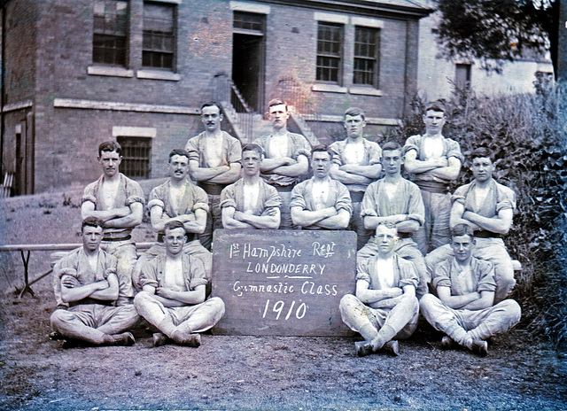 First Battalion, The Hampshire Regiment, Gymnastic Class, Londonderry, 1910