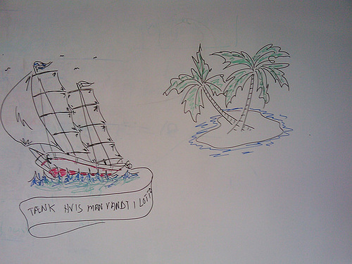 Whiteboard doodle in a classroom