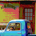 Camion bleu d'antan modifié  /   Old blue altered truck -  Brighton.  Vermont.  USA  /  États-Unis.    23 mai 2009-  Postérisation