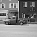 Camion bleu d'antan modifié  /   Old blue altered truck -  Brighton.  Vermont.  USA  /  États-Unis.    23 mai 2009- N & B