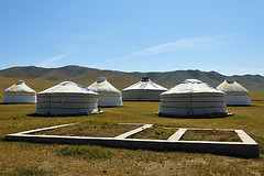 A Ger camp on the way to Kherlen