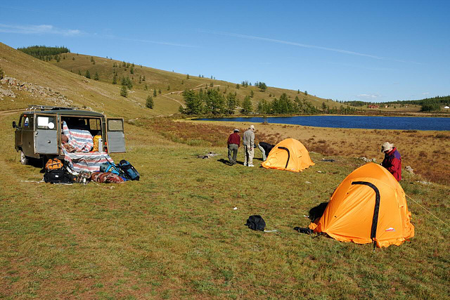 Overnight camp on the lake side