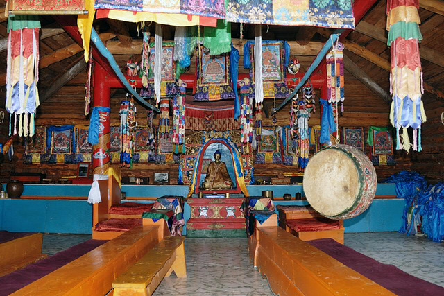 Inside the wooden monastery