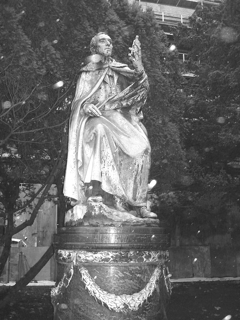 Statue solennelle / Solemn statue.  Copenhague.   26-10-2008 -  N & B - Sous la pluie  Under the rain