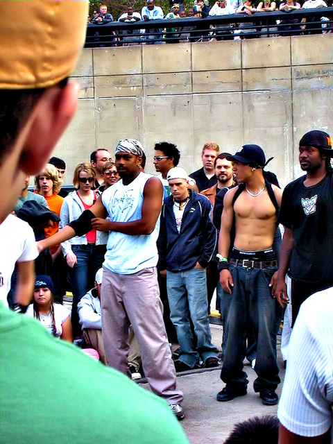 Street Dancers with Gathering Crowd