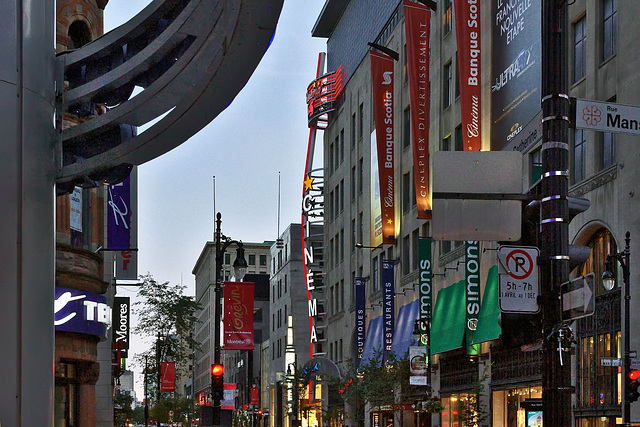 Cinema – Saint Catherine Street Looking Westwards from Mansfield, Montréal, Québec