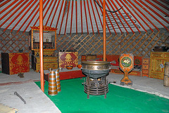 Inside furnishing in a Mongolian ger