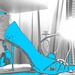 Simona's spike heels shoe - Chaussure à talons aiguilles de mon amie Simona - Avec / with permission.  Bleu photofiltré