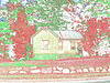Vieille maison  / Old house.  Conway, New Hampshire USA  - 10 octobre 2009 - Contours de couleurs ravivées