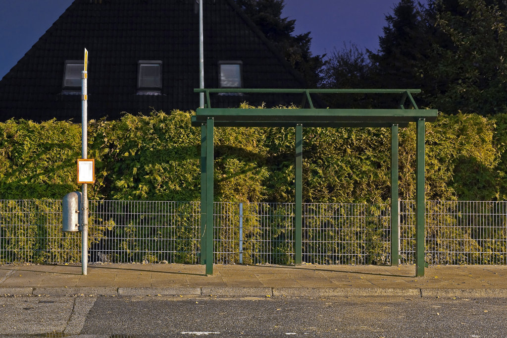 Bus stop at night