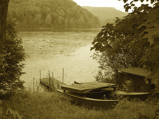 Half moon state park. Sur la 4 près de la 30 nord. Vermont, USA /  États-Unis -   26 juillet  2009  - Sepia