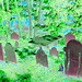Dromore cemetery- Négatif RVB avec ciel bleu photofiltré