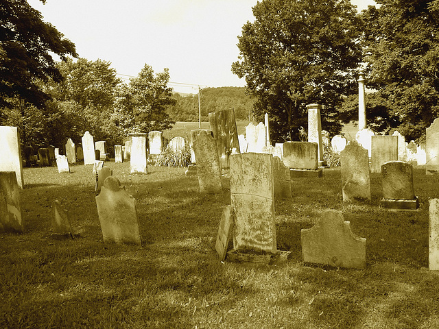 Whiting church cemetery. 30 nord entre 4 et 125. New Hampshire, USA. 26-07-2009-  Sepia