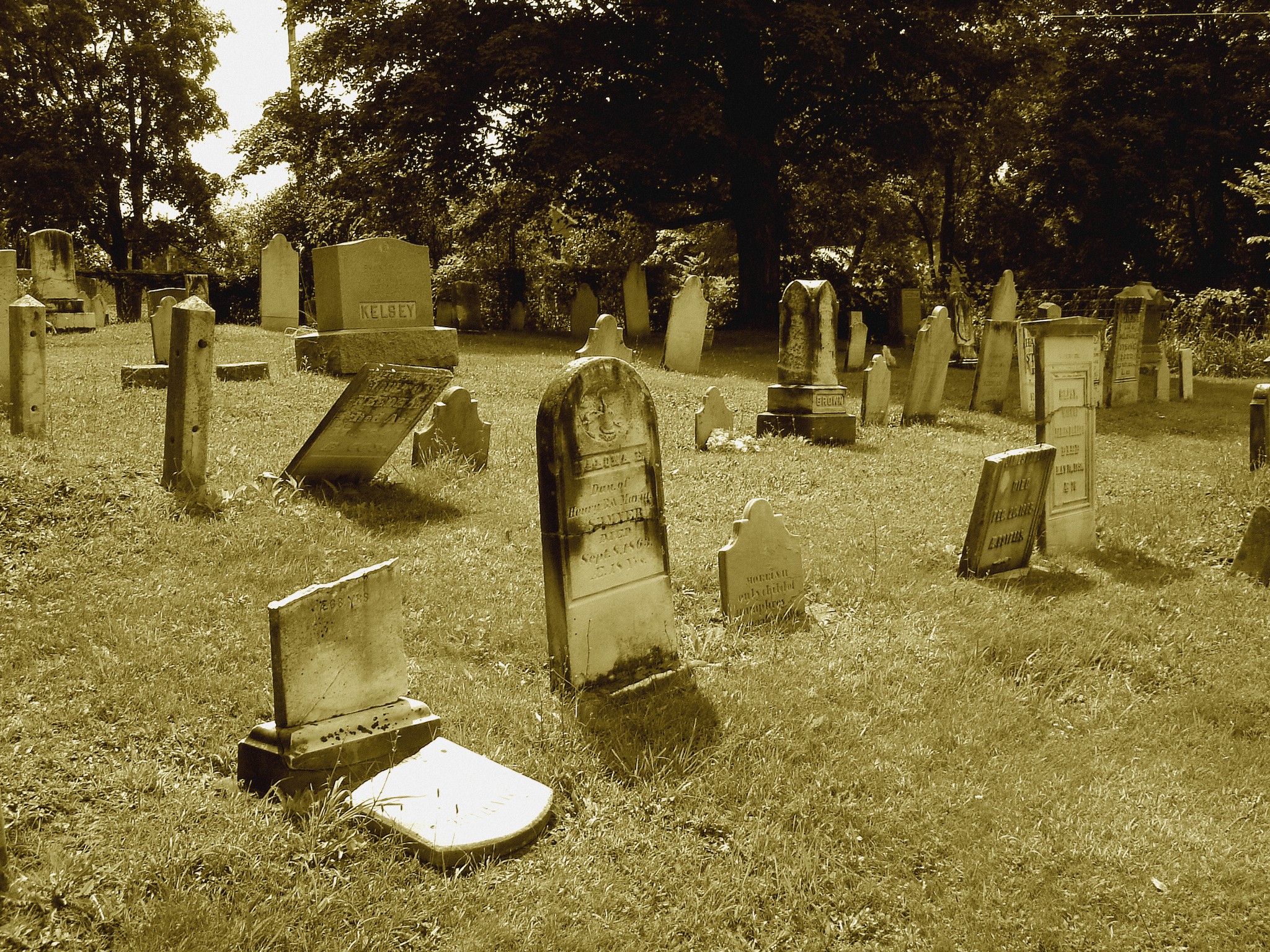 Whiting church cemetery. 30 nord entre 4 et 125. New Hampshire, USA. 26-07-2009-  Sepia