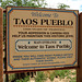 Taos Pueblo Sign