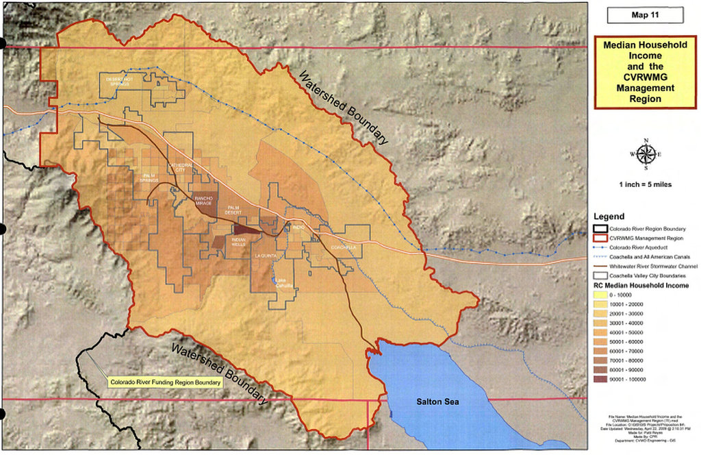 Map 11- Median Household Income and the CVRWMG Management Region