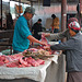 Fresh butcher products sold at the market