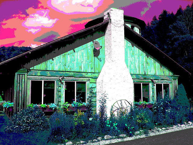 Peavine restaurant  -  Route 107. Vermont USA  - 25 juillet 2009- RVB postérisé