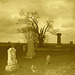 Cimetière catholique romain / Catholic roman cemetery - St-Jacques le majeur- Clarenceville- Noyan. Québec, Canada. 21-11-2009 - Version éclaircie et sepiatisée