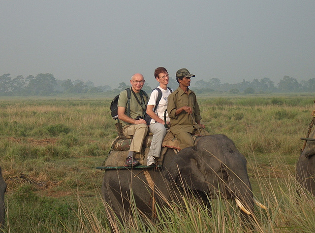 Belinda and I riding an elephant in Kaziranga